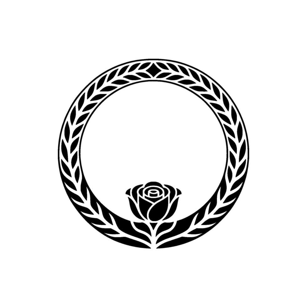 Elegant Rose Within a Laurel Wreath - Symbolic vector