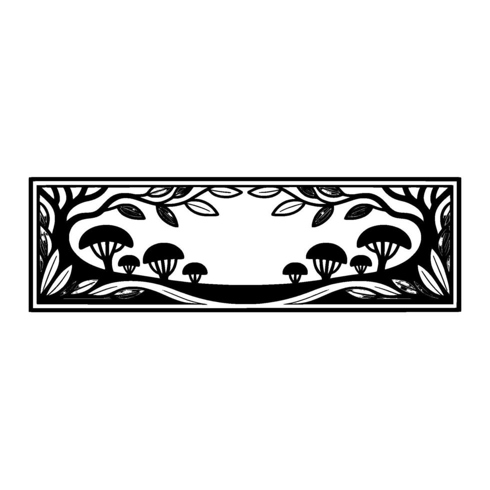 Stylized Forest Border, Geometric Landscape, Black and Grey vector