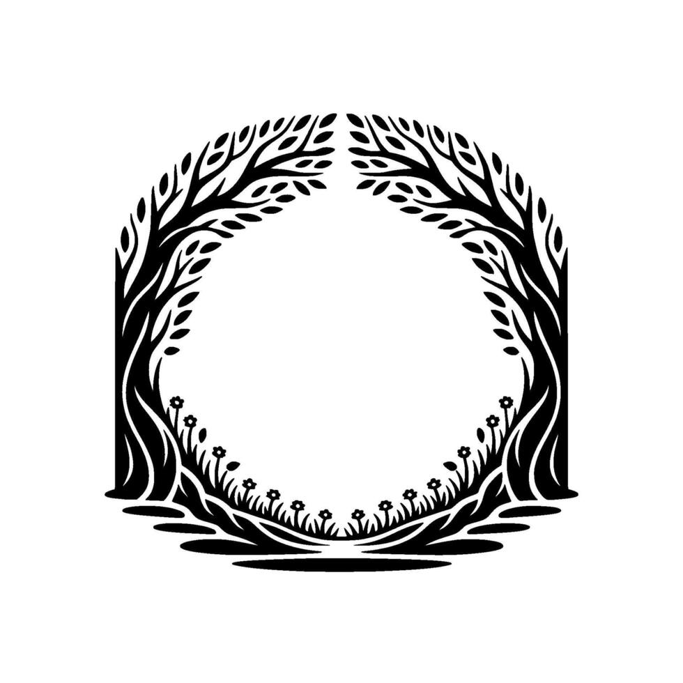 Stylized Tree Frame, Organic Growth, Minimalist, Trees vector