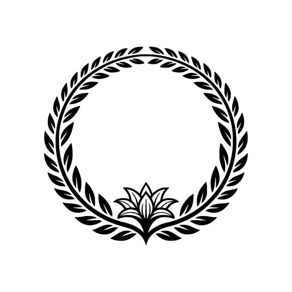 Elegant Laurel Wreath, Minimalist Floral Frame vector