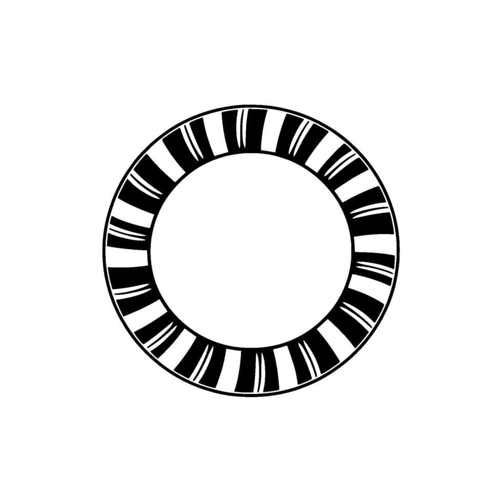 Minimalist Piano Ring, Circular Emblem, Black White vector