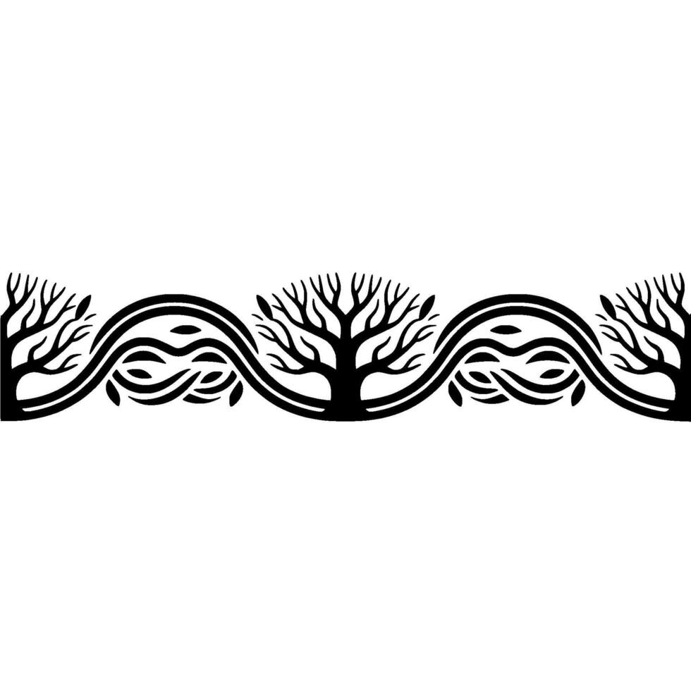 Stylized Tree Border, Elegant Line Art vector