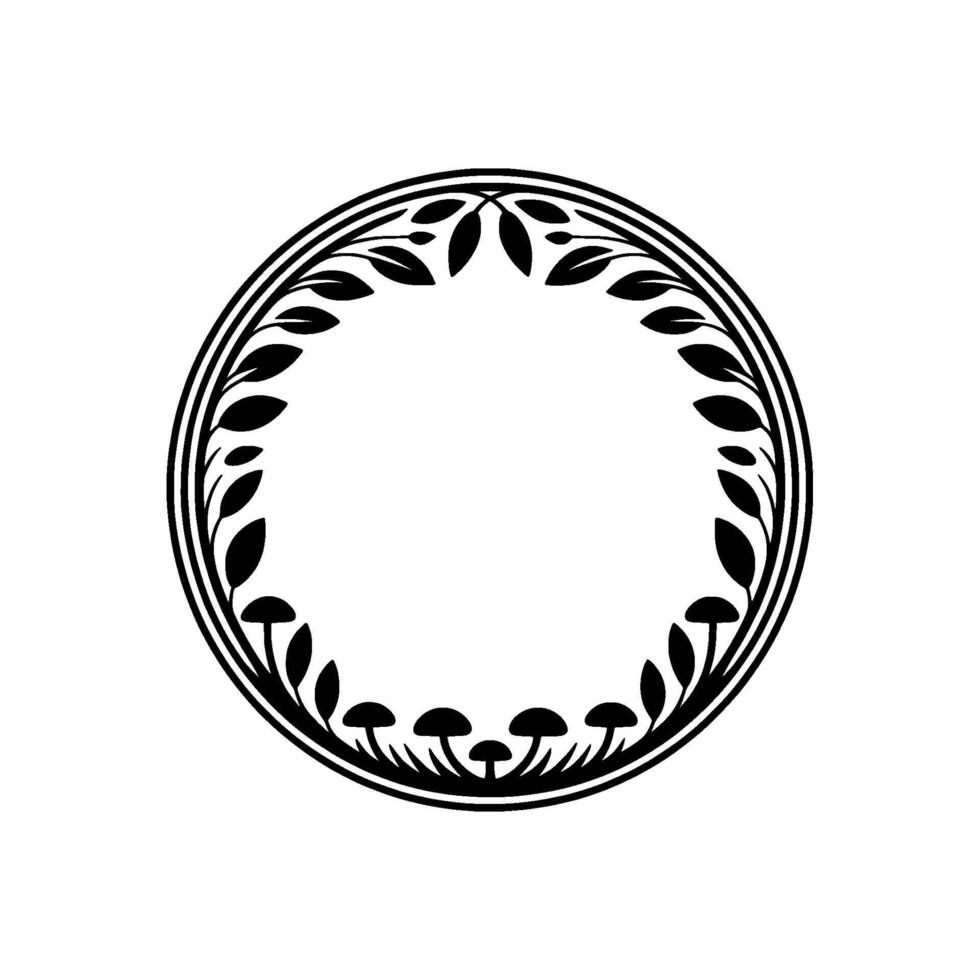 Elegant Botanical Circle, Vintage Motif, Minimalist vector