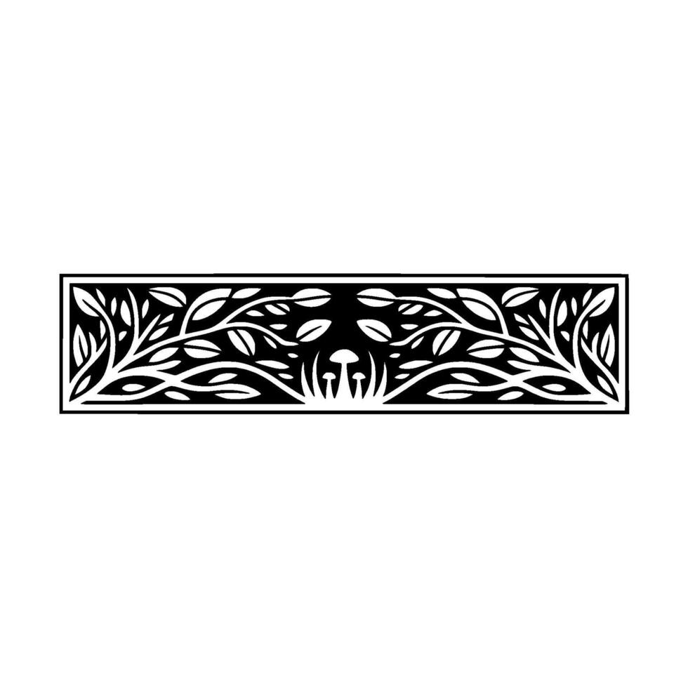 Stylized Botanical Border, Intricate Leaf vector