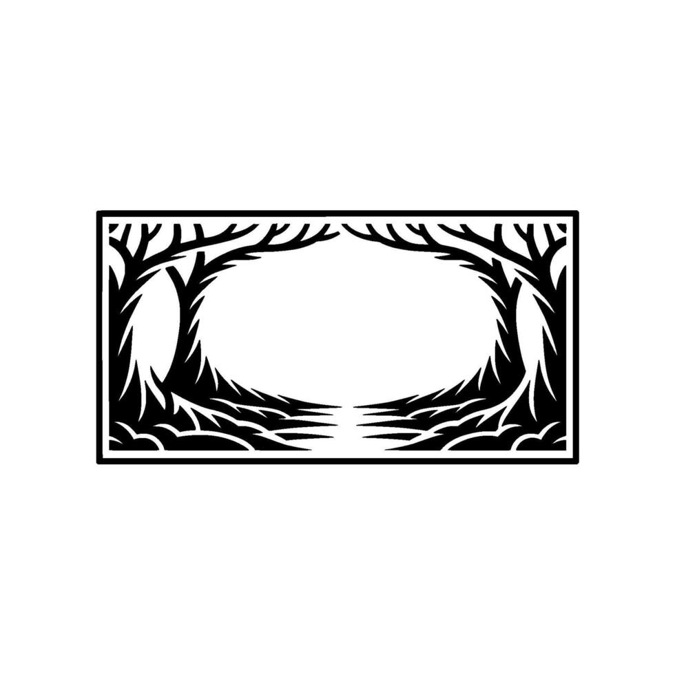 Stylized Forest Portal, Minimalist Black White vector