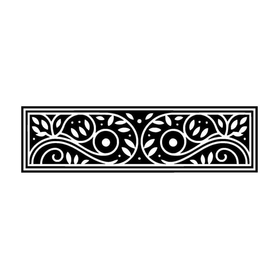 Elegant Black and White Botanical Border, Floral vector