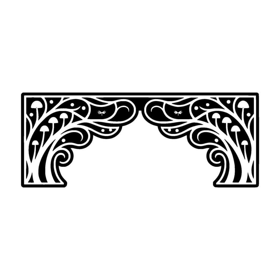 Gothic Mushroom Archway, Intricate Black White vector