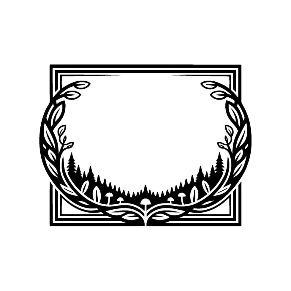Botanical Frame, Forest Silhouette, Vintage Illustration, Foliage vector