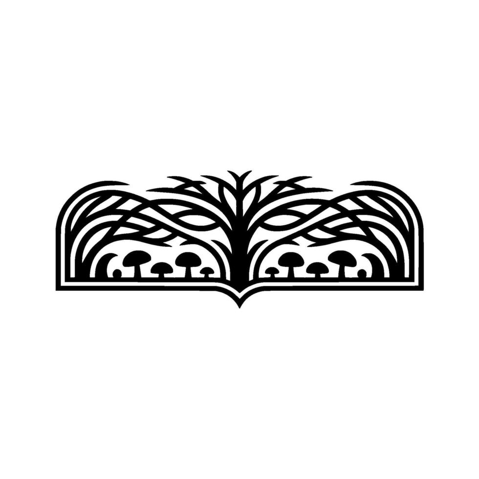 Intricate Black Tree Emblem, Forest Motif, Decorative Border vector