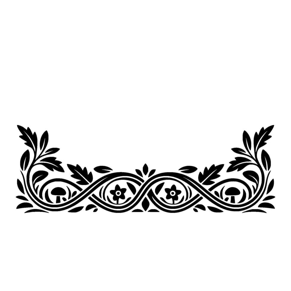 Elegant Floral Border, Vintage, Decorative Element, Mushroom vector