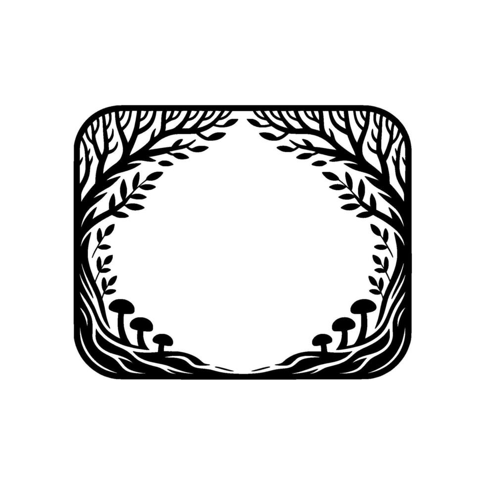 Botanical Frame, Forest Silhouette, Minimalist vector