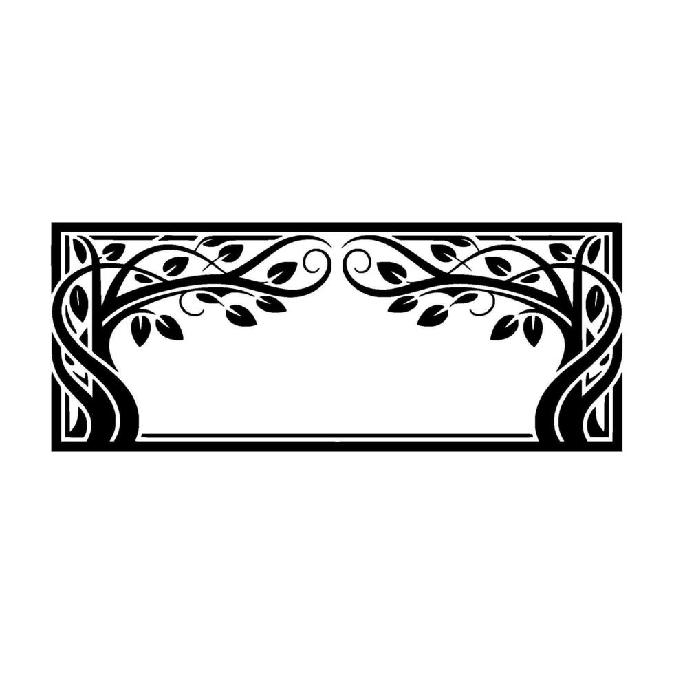Art Nouveau Frame, Botanical Ornamentation, Elegant Border, Vintage, Decorative vector