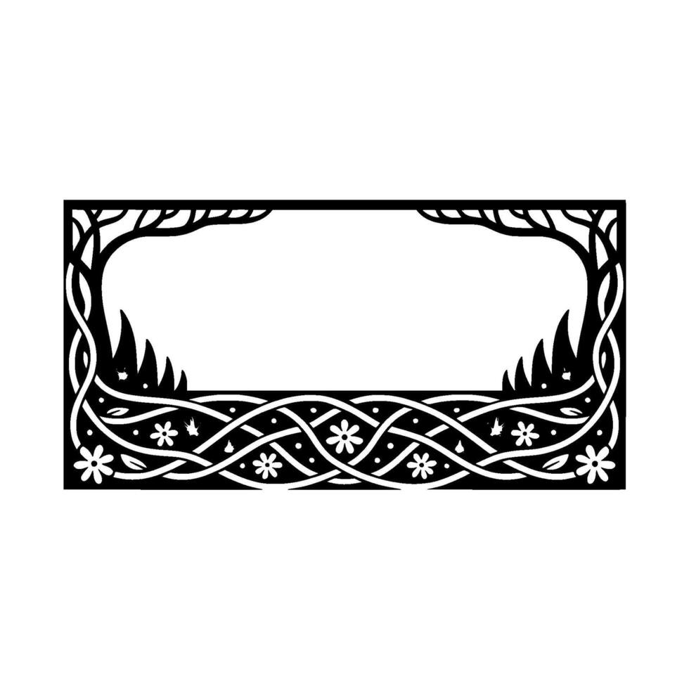 Celtic Woodland Frame, Elegant Border vector