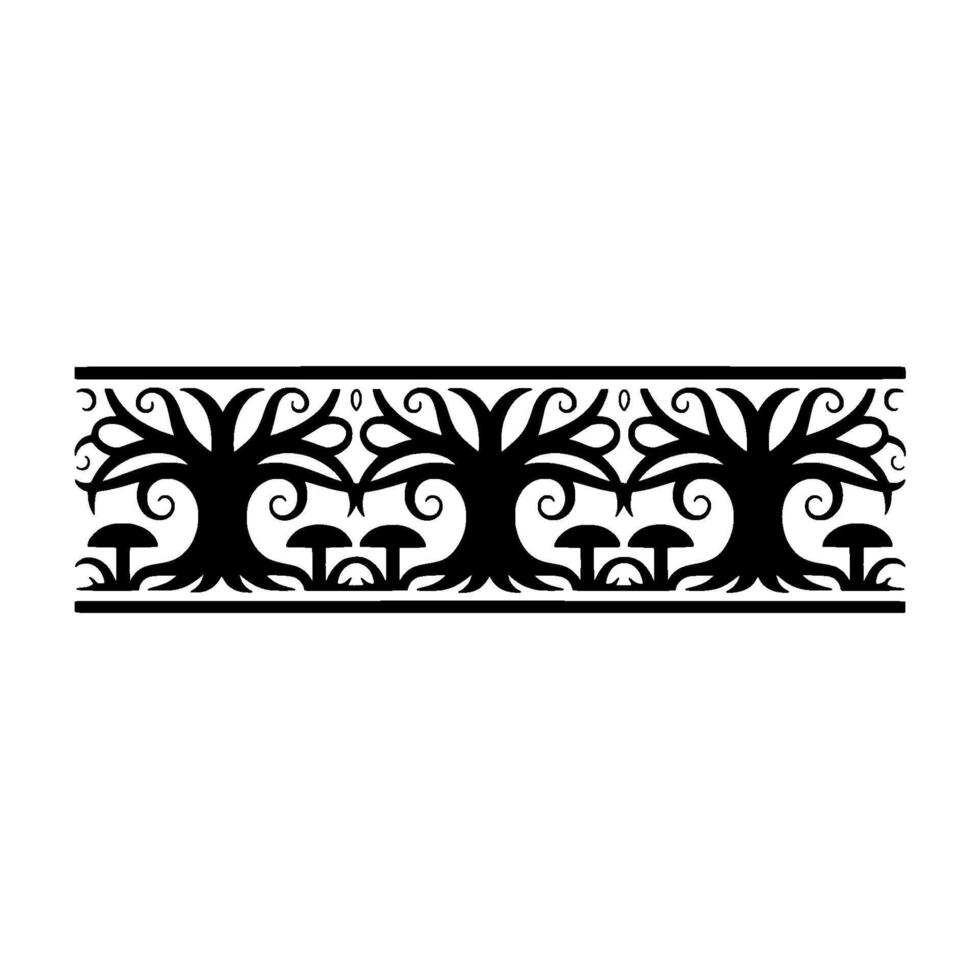 Elegant Black Tree Border, Vintage Ornamentation vector