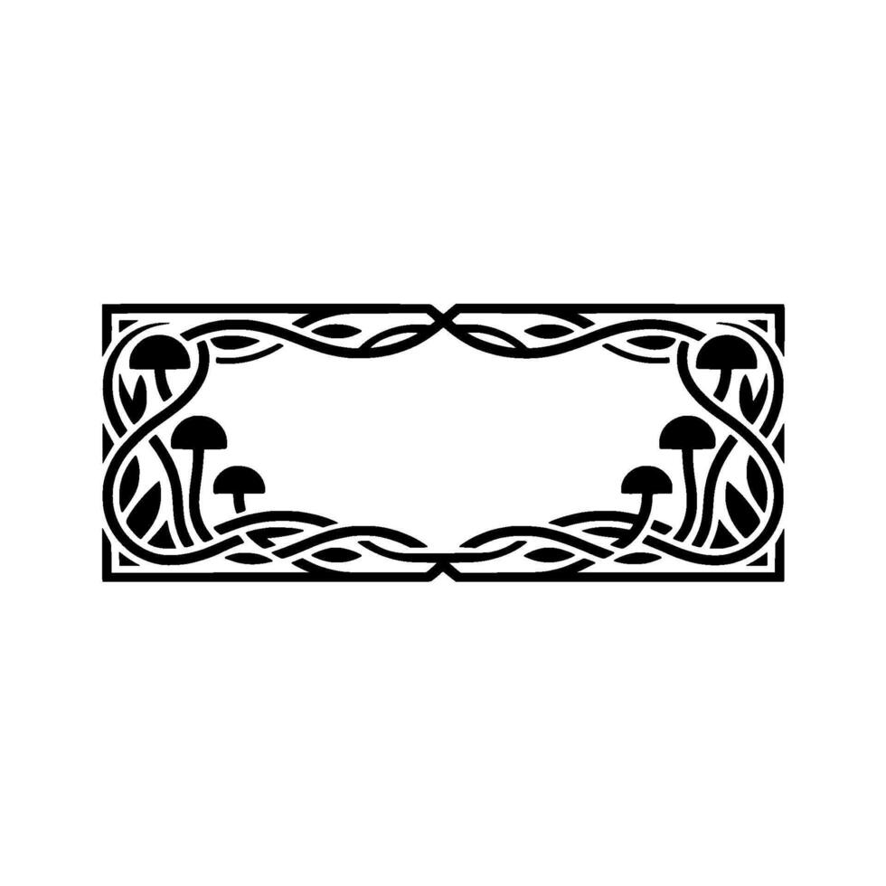 Art Nouveau Mushroom Frame, Decorative Border vector