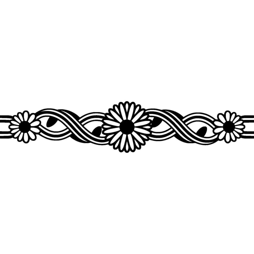 Elegant Floral Border, Vintage, Minimalist Illustration, Daisy - Swirl vector