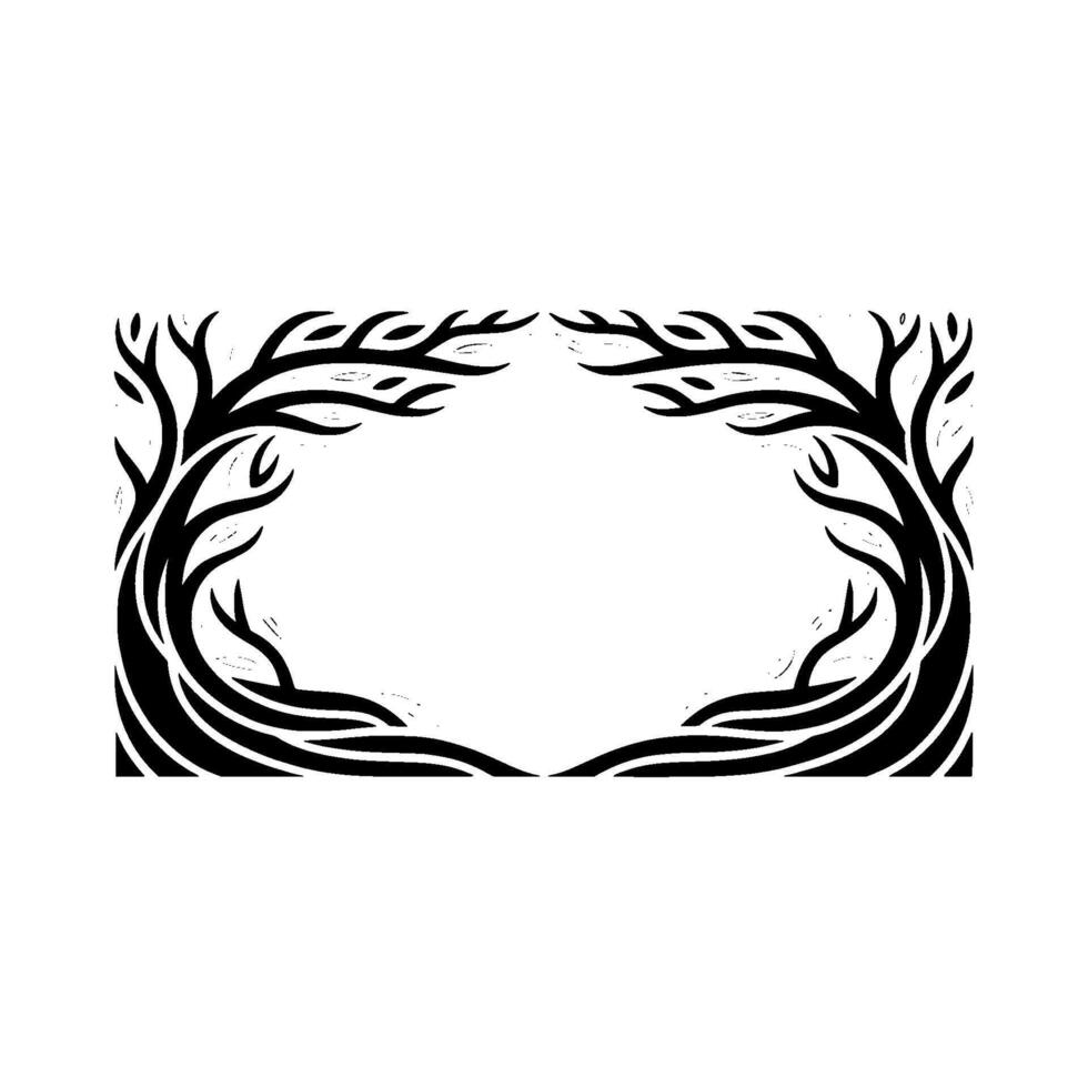 Stylized Tree Frame, Minimalist Botanical Border, Decorative vector