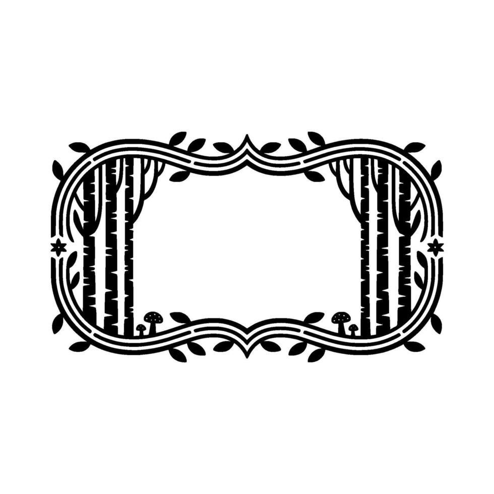 Botanical Frame Birch Trees Woodland Charm vector