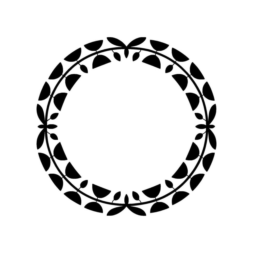Elegant Circular Laurel Wreath, Minimalist, Border vector