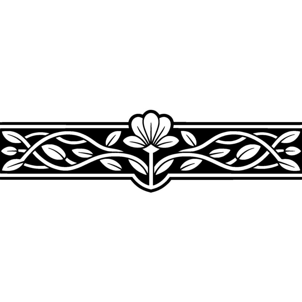 Art Nouveau Floral Border Elegant Decorative Element, Ornament vector