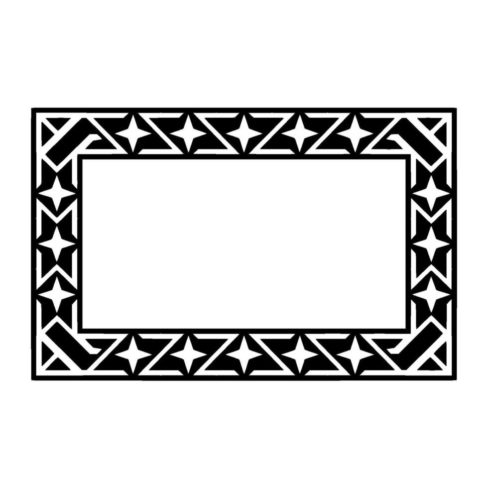 Geometric Star Border, Stylized Black White vector