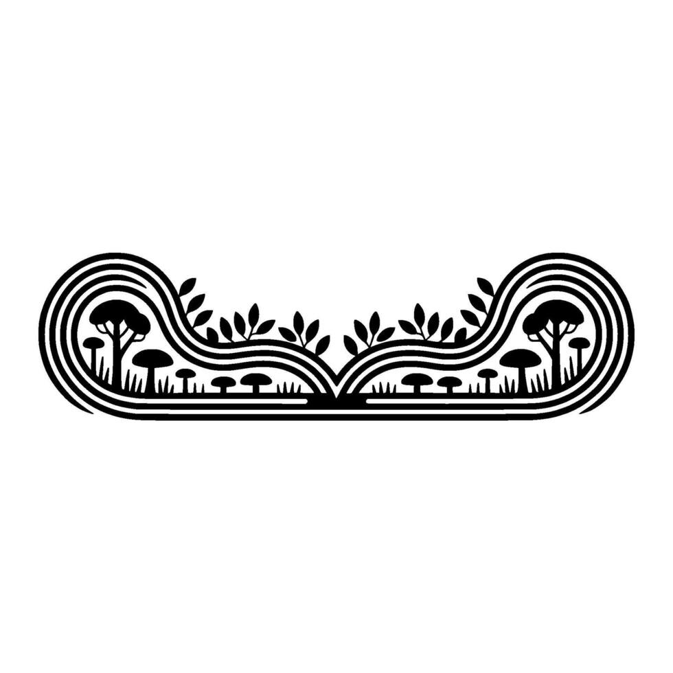 Intricate Botanical Border, Vintage Illustration Style, Mushrooms vector