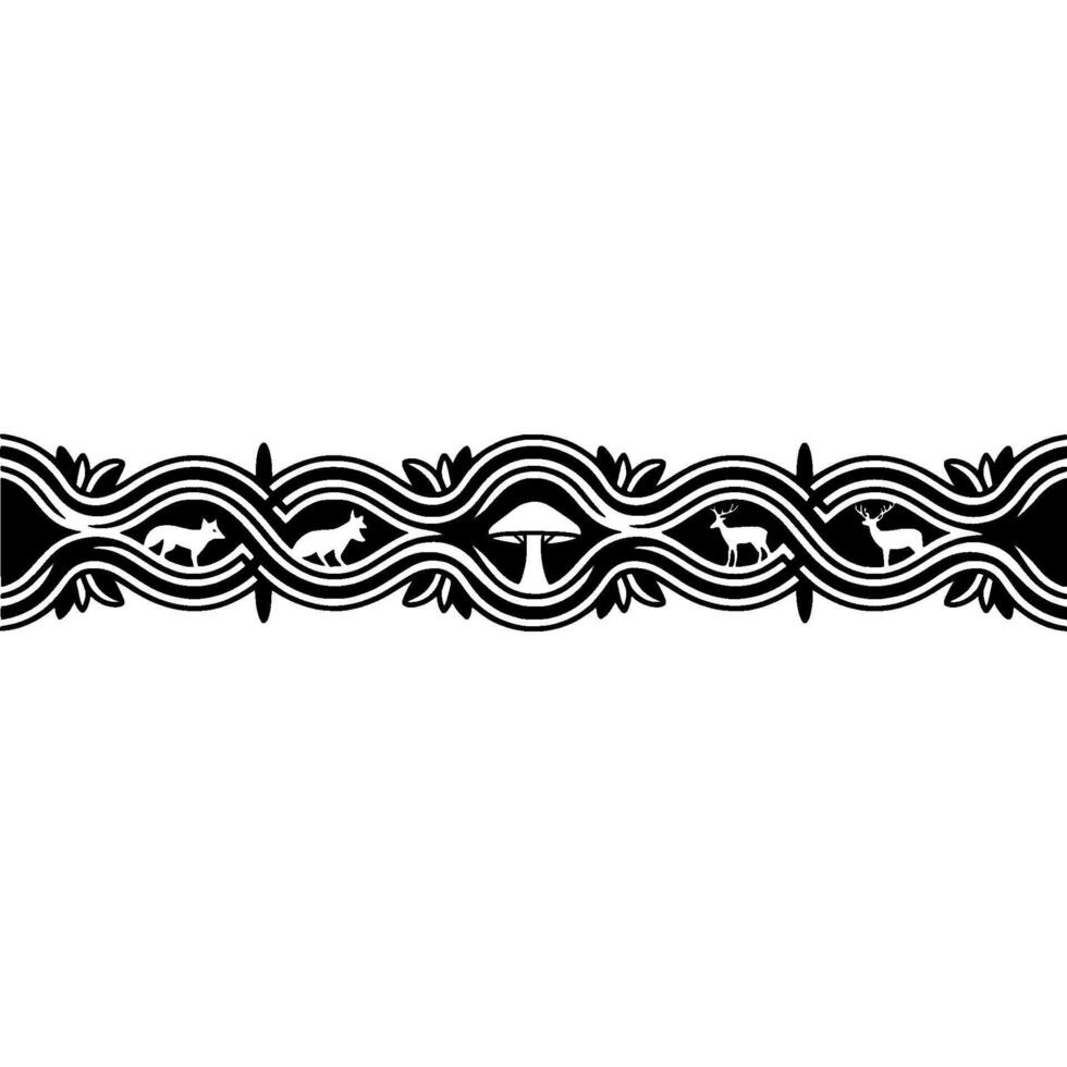 Woodland Border Stylized Wildlife Foliage vector