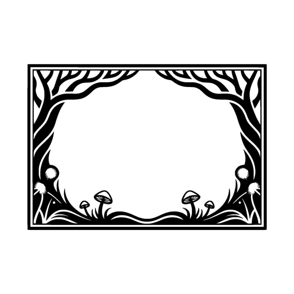 Stylized Forest Frame, Intricate Black White - Branches vector