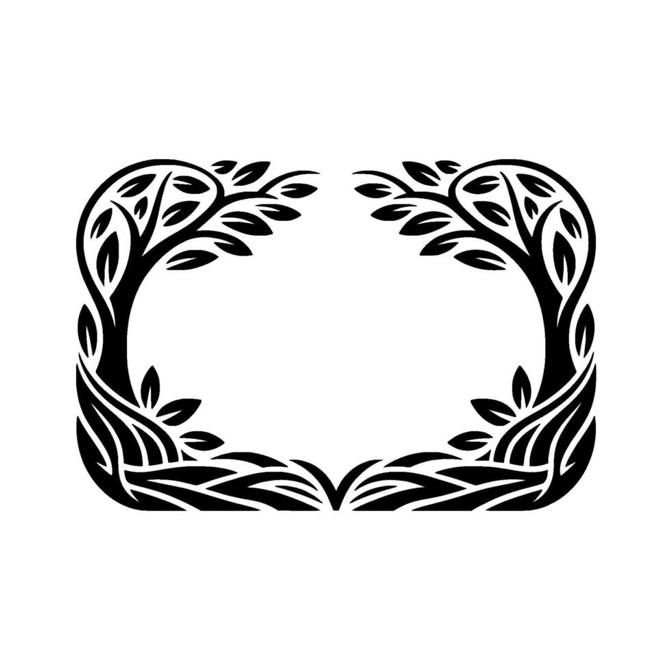 Intricate Tree Frame, Elegant Botanical Border, Vintage vector
