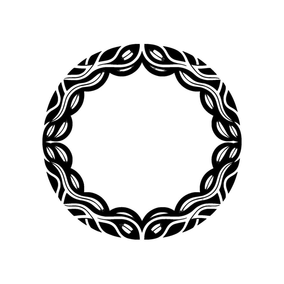 Intricate Leaf Border, Circular, Minimalist Elegance vector