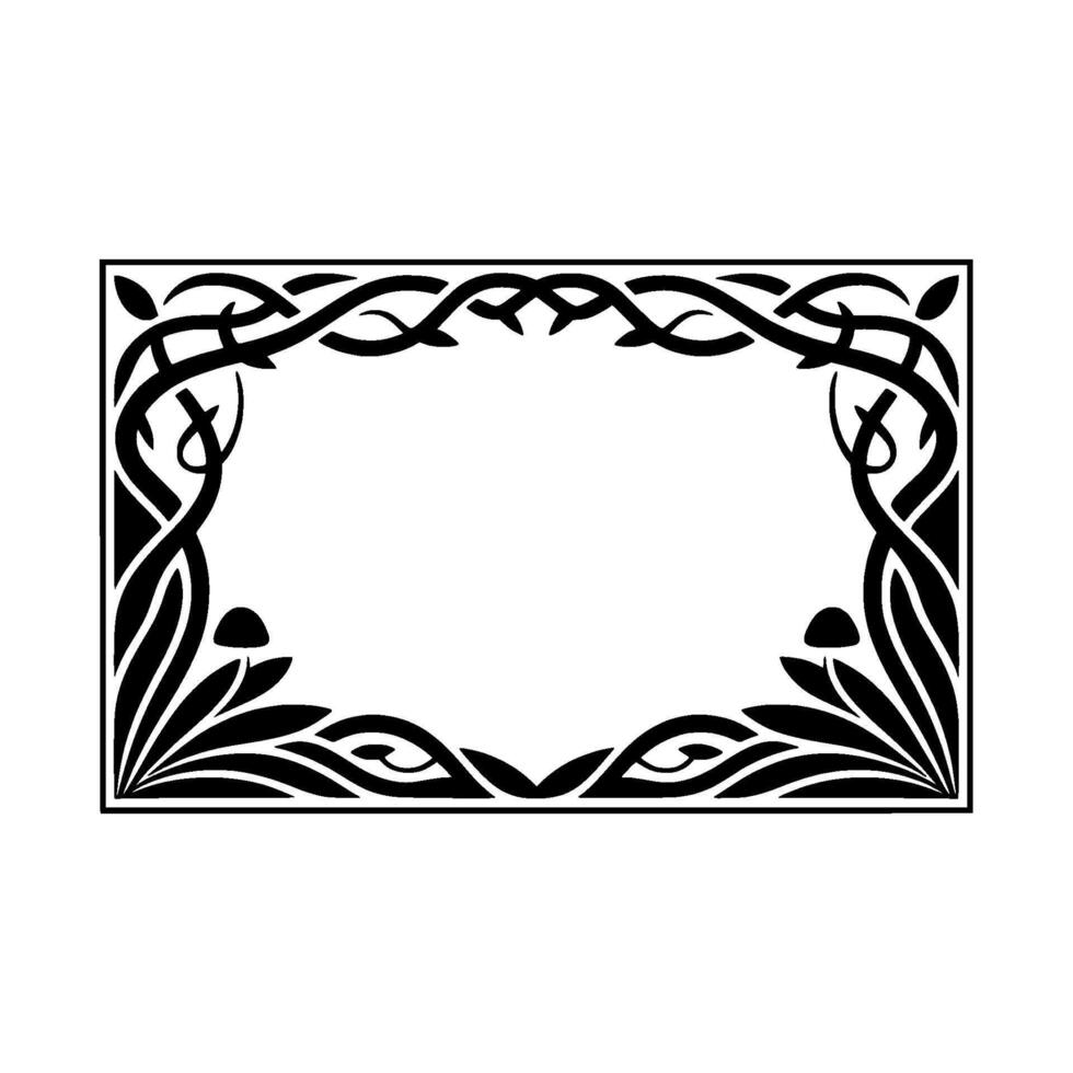 Art Nouveau Frame, Intricate Black Ornamentation, Elegant Border vector