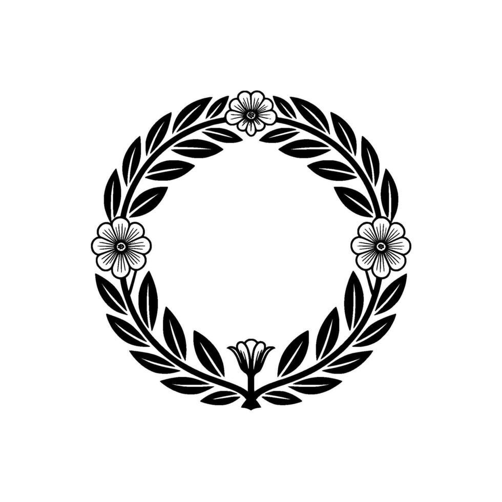 Elegant Floral Wreath, Minimalist - Laurel vector
