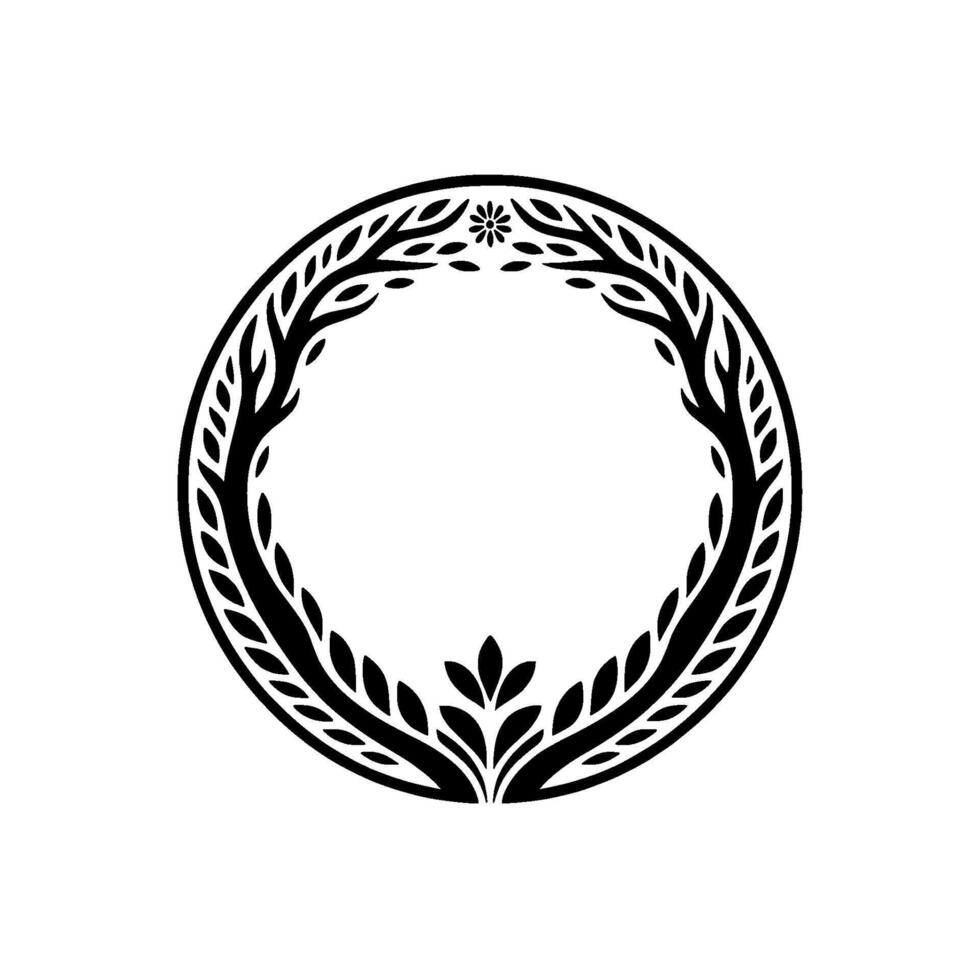 Elegant Laurel Wreath, Vintage , Circular Emblem vector