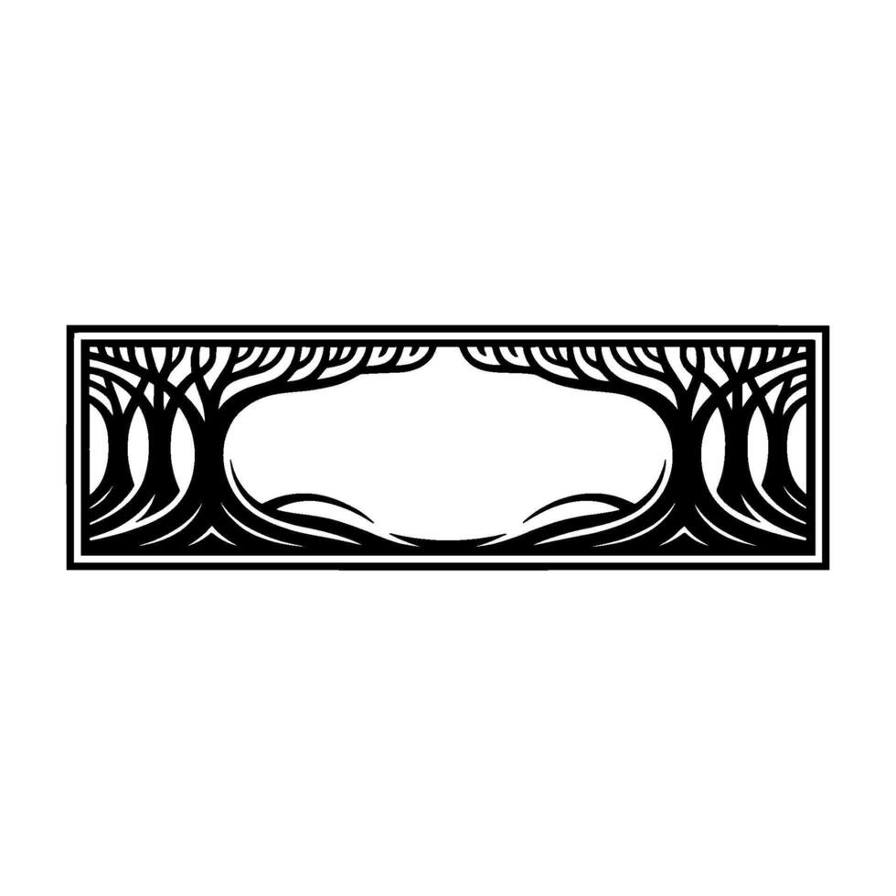 Stylized Tree Border, Elegant Frame, Minimalist vector