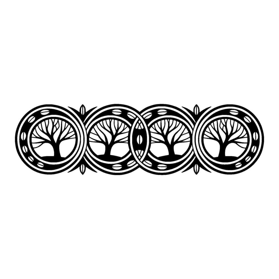 Circular Tree Motif, Celtic , Minimalist Ornamentation vector