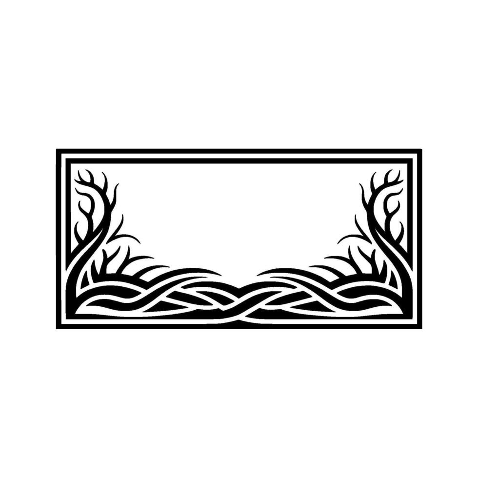Tribal Frame, Abstract , Black White, Decorative Border, Minimalist Art vector