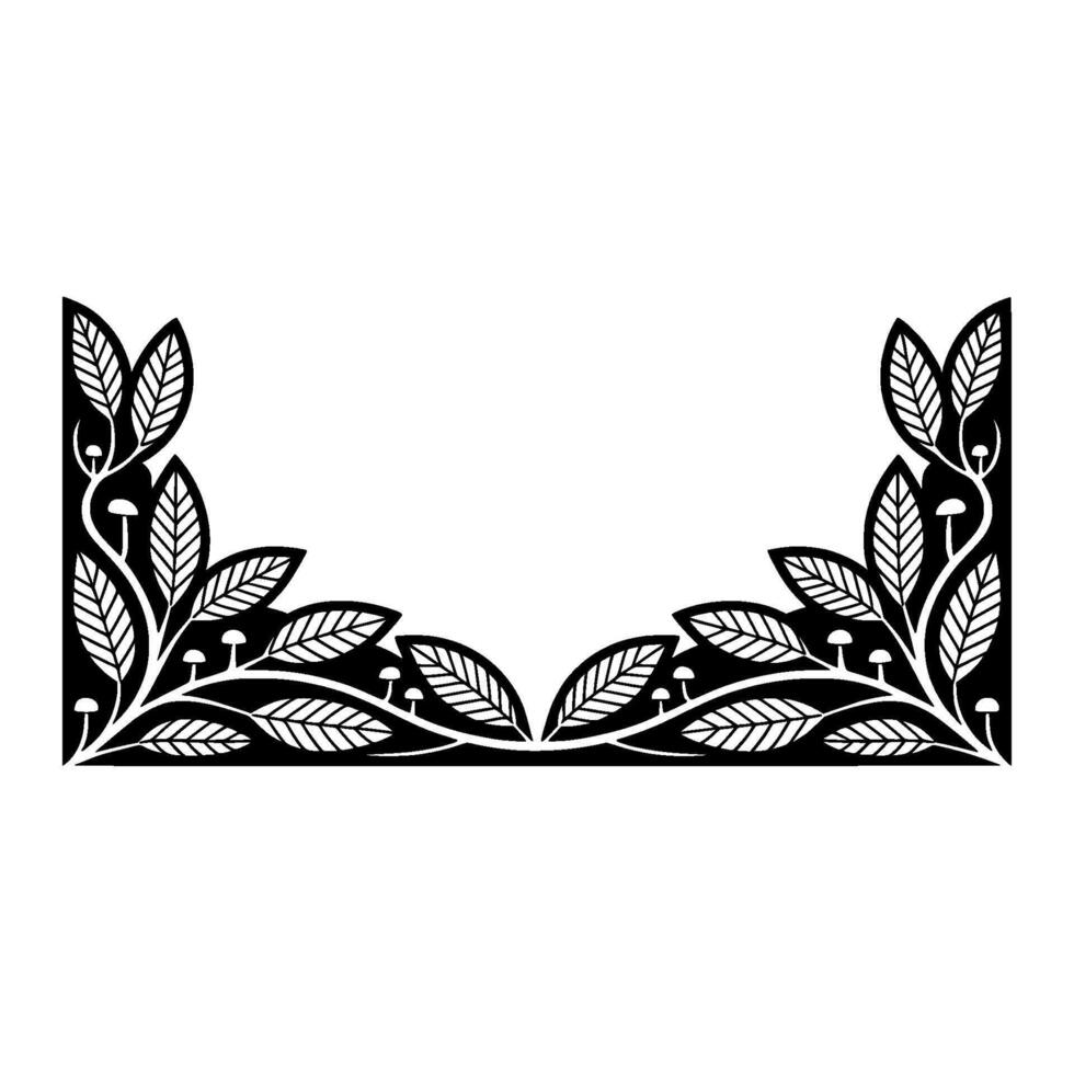 Geometric Forest Frame, Black White Botanical Illustration vector