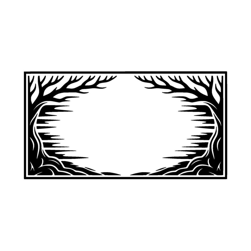 Gothic Forest Frame, Black White, Minimalist vector