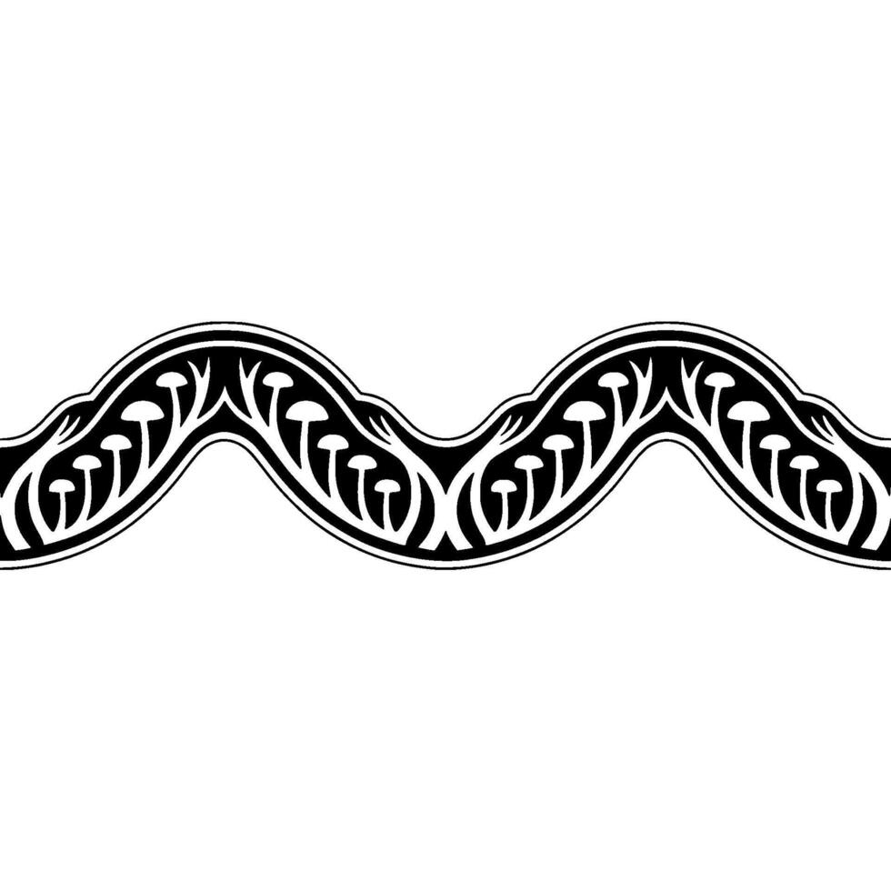 Stylized Mushroom Wave Border, Vintage Illustration vector
