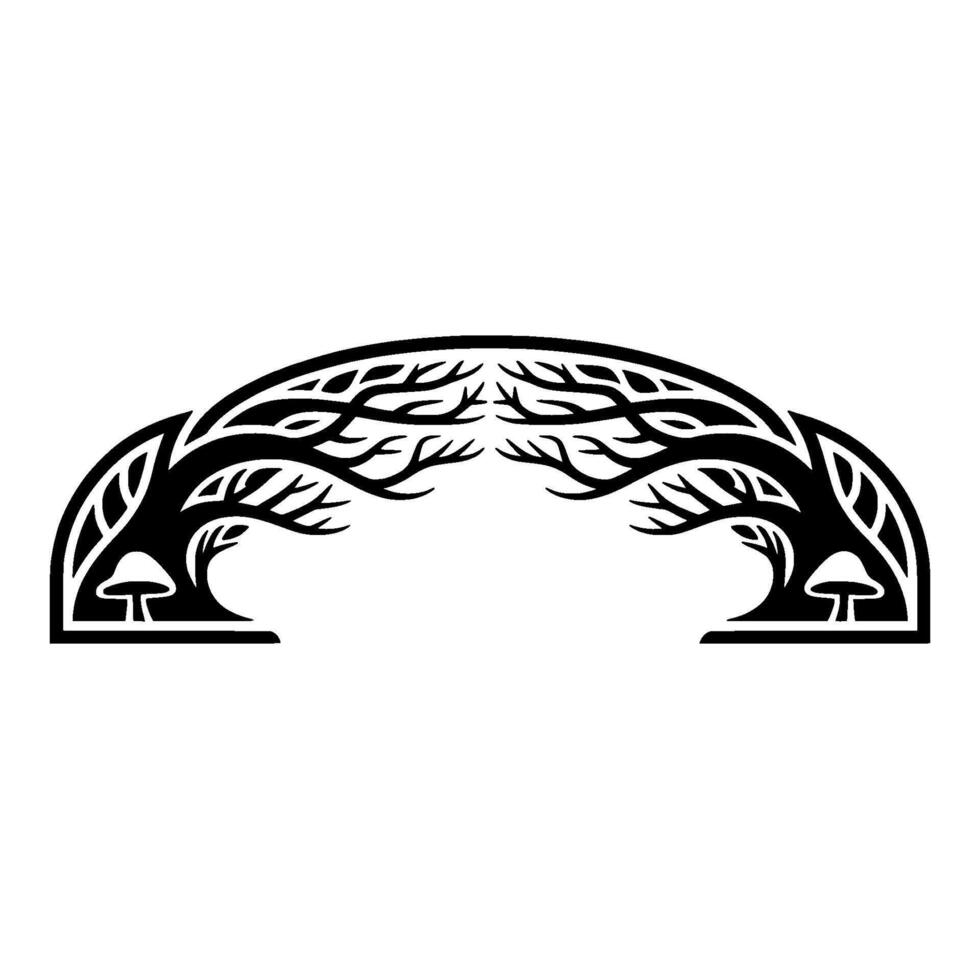 Arched Woodland Portal, Tribal Tree Silhouette vector