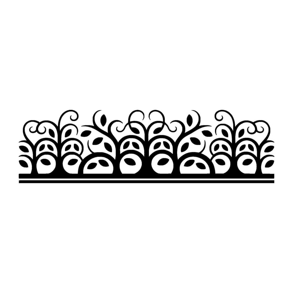Stylized Black Floral Border, Elegant Element vector