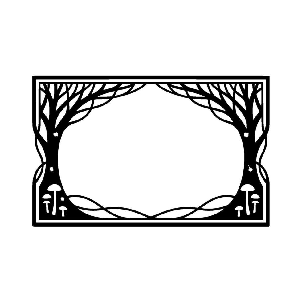 Intricate Forest Frame, Art Nouveau Botanical Border vector