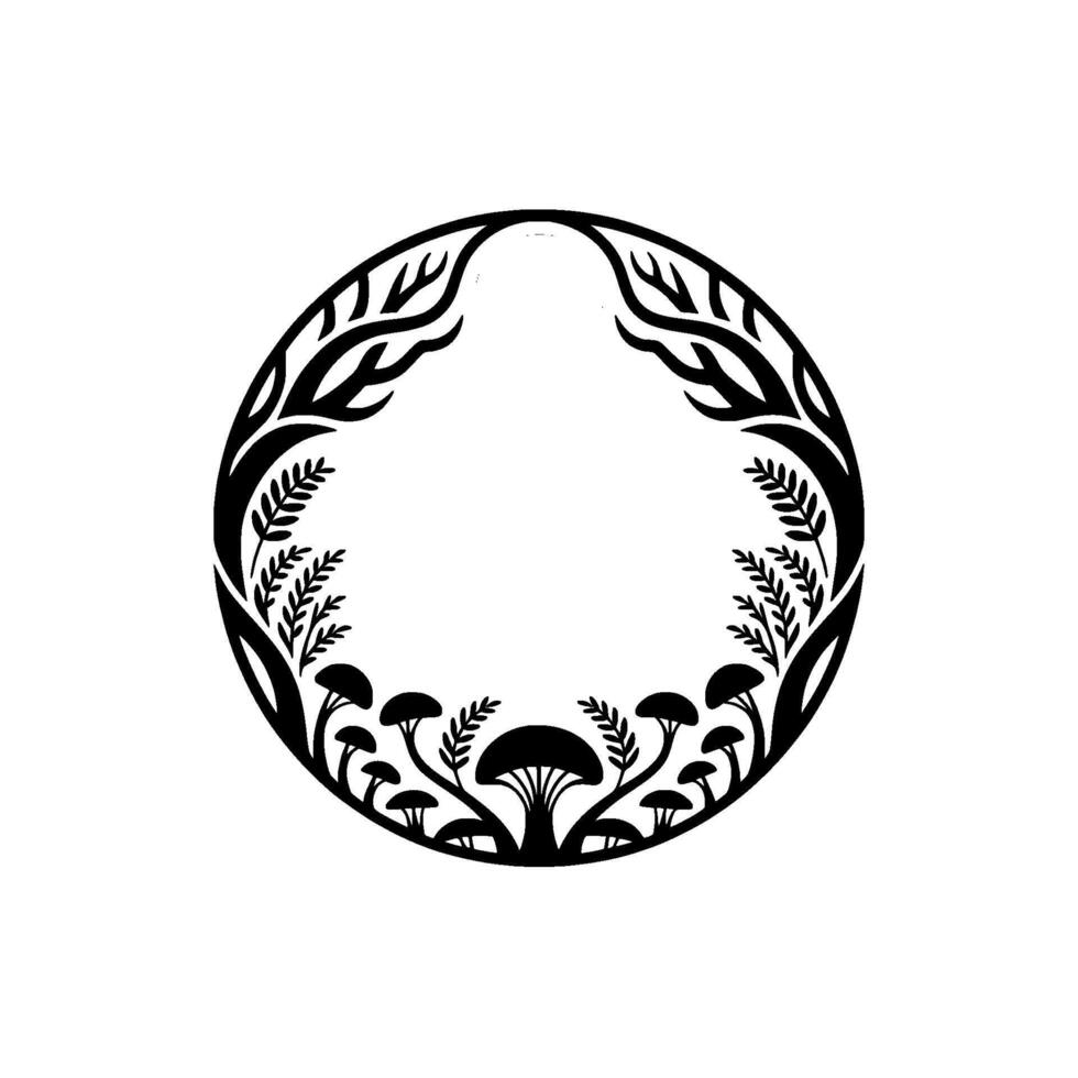 Mystical Forest Circle, Lunar Silhouette vector