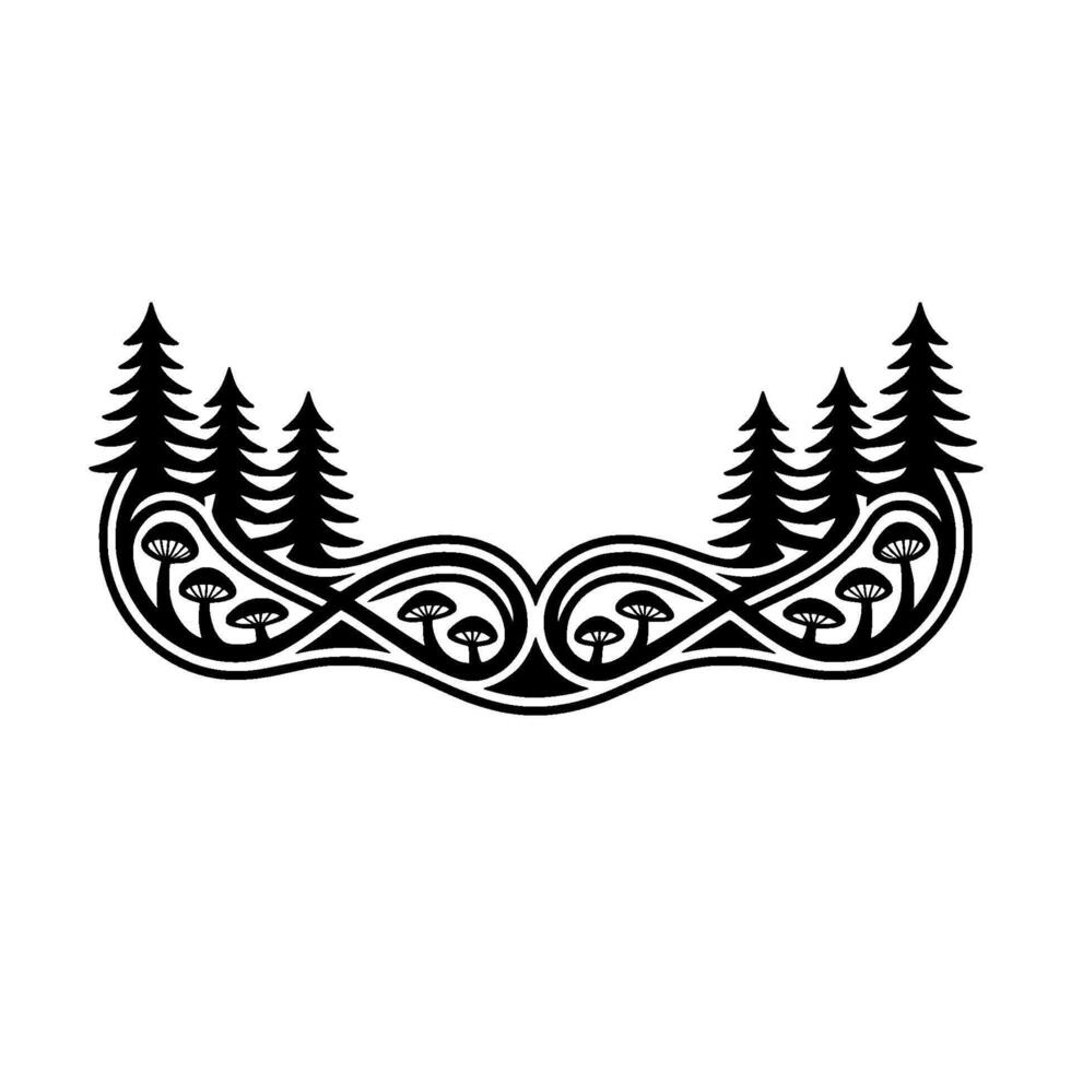 Forest Emblem Intricate Nature Border, Minimalist vector