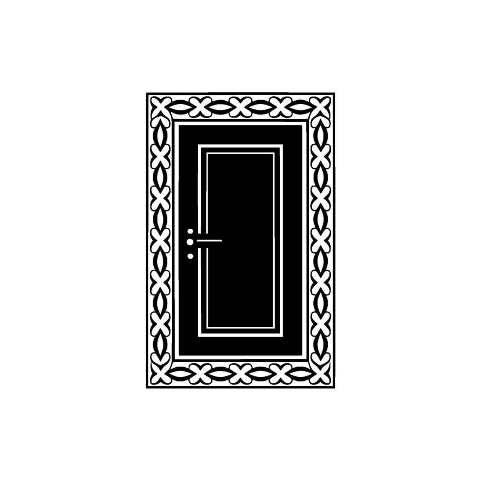 Ornate Black Door, Intricate Frame, Minimalist vector