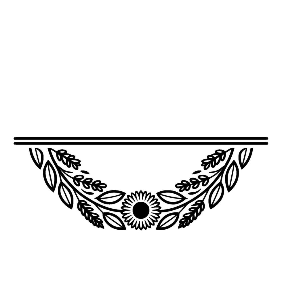 Stylized Sunflower Border, Vintage Botanical Illustration - Lineart vector