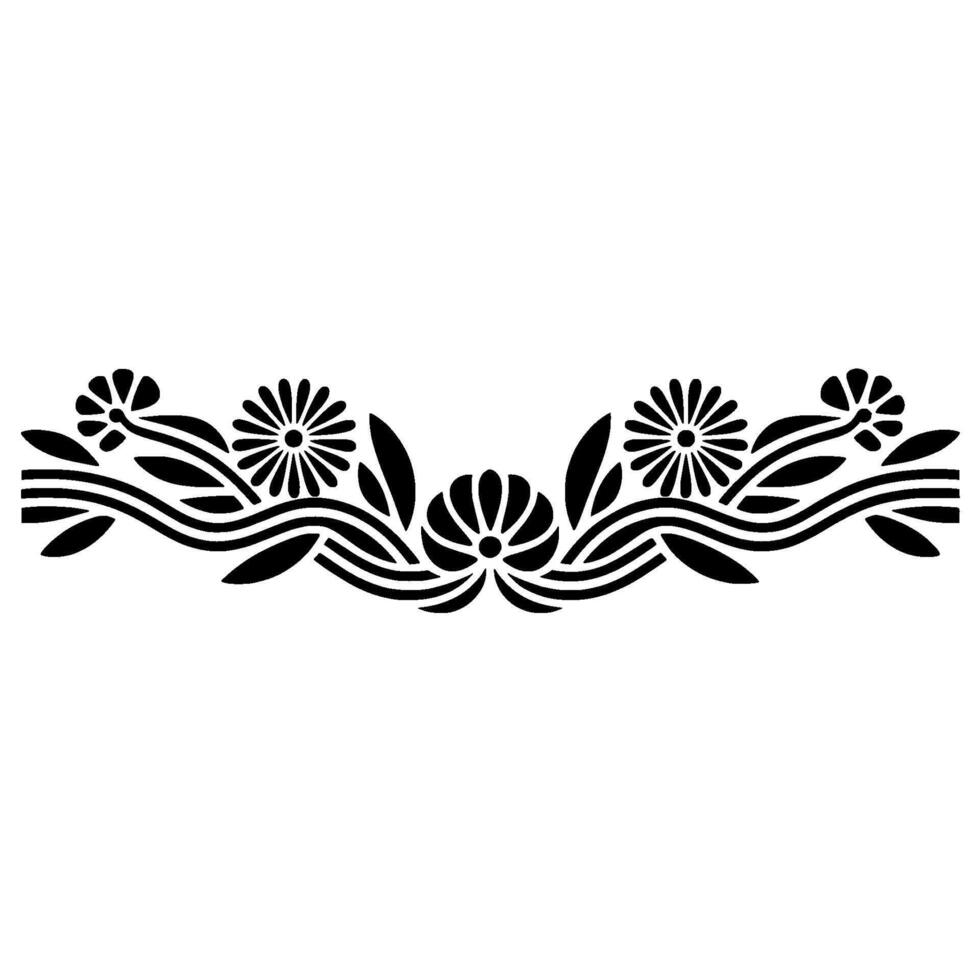 Stylized Floral Border, Intricate Black, Vintage Aesthetic vector