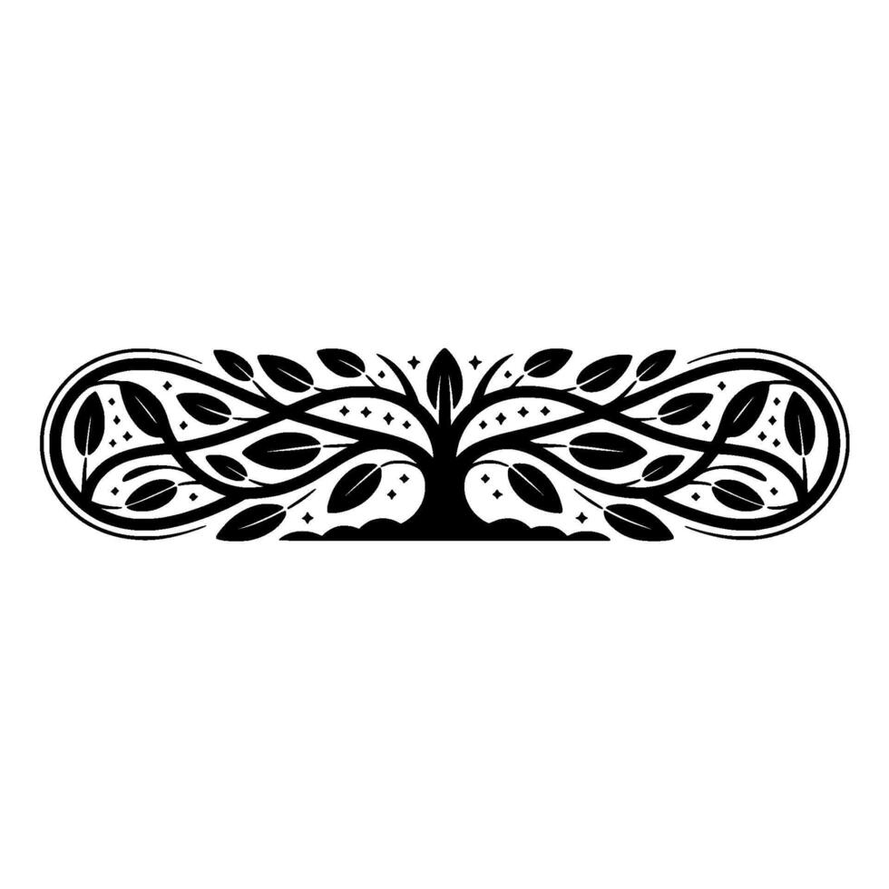 Elegant Tree Ornament, Vintage Botanical Border vector