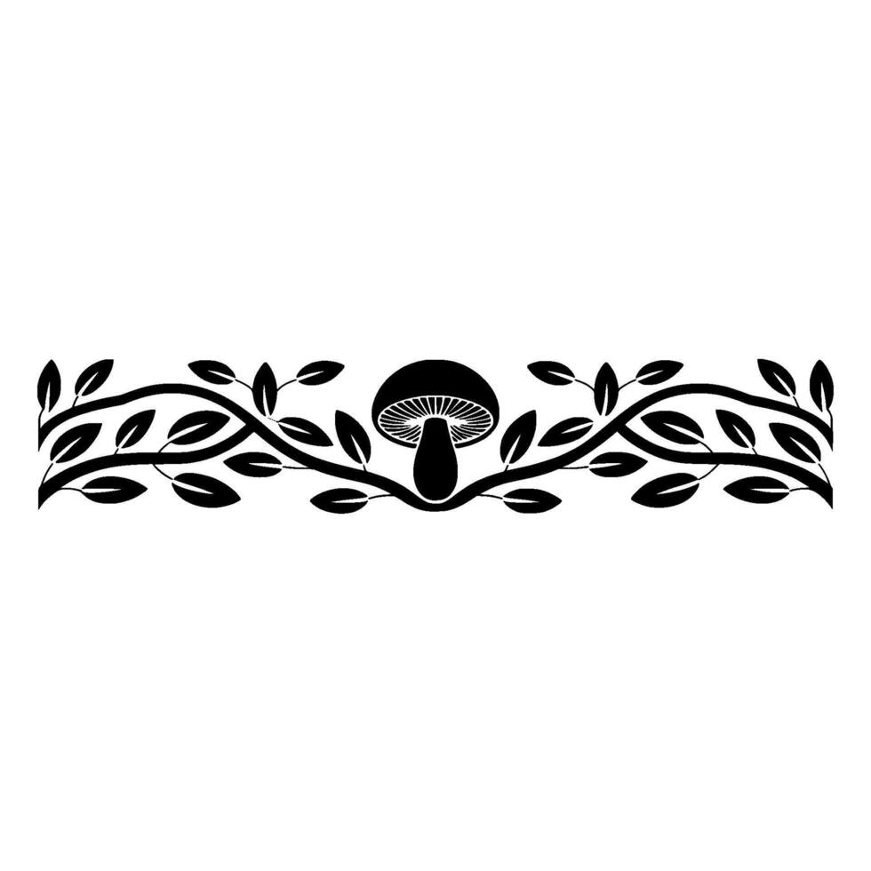 Botanical Border Mushroom Leaf Illustration vector