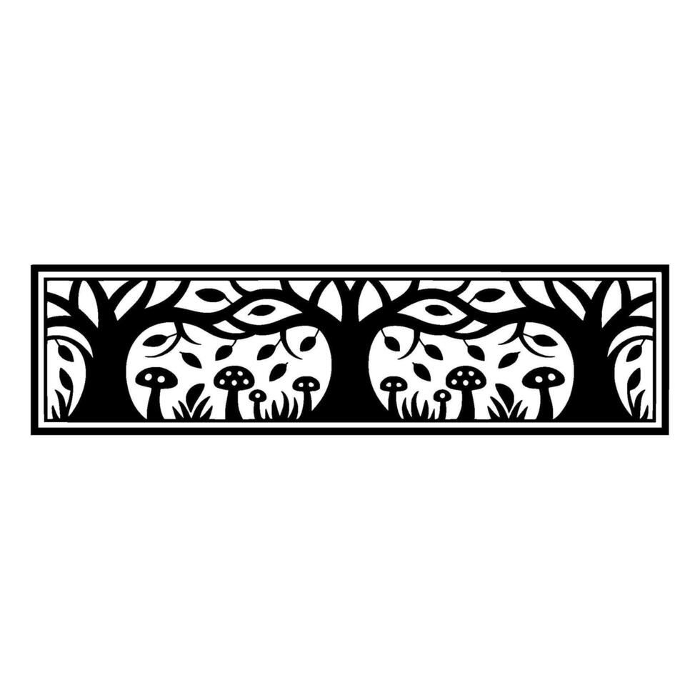 Stylized Forest Border, Black White, Intricate, Trees vector